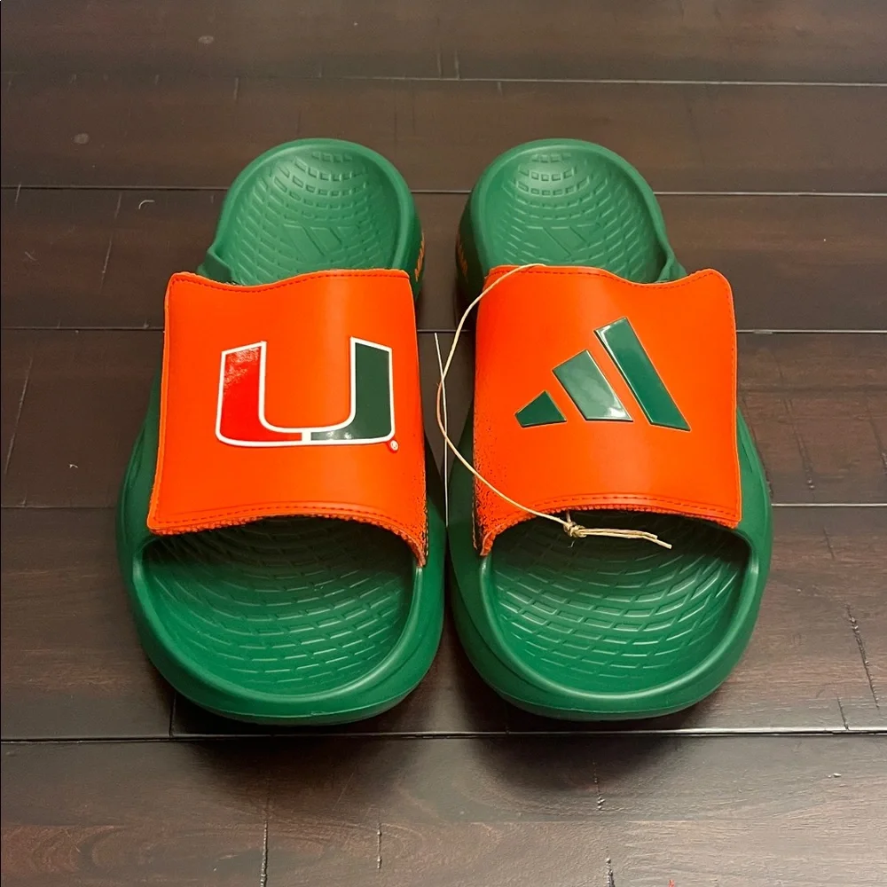 Adidas Lightblaze Miami Hurricanes Slides Sandals Shoes IH7117 new Mens Size 11